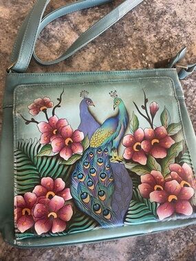 Anuschka Hand-Painted Peacock Floral Crossbody Bag - gorgeous!!!
